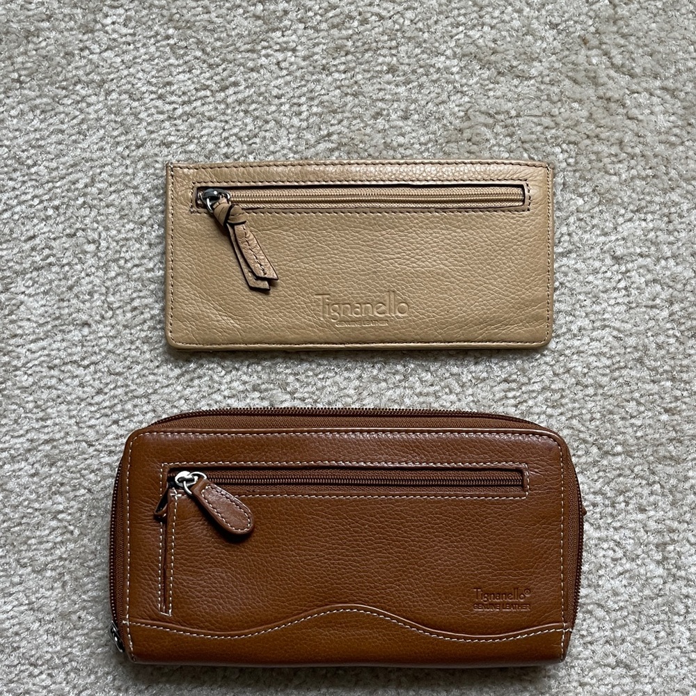 Tignanello Leather Wallet Duo in Tan and Brown